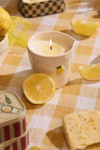 SCENTED CERAMIC CANDLE "LEMON“ WHITE/YELLOW