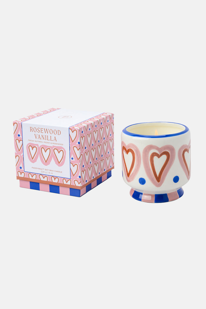 SCENTED CERAMIC CANDLE "HEARTS“ ROSEWOOD AND VANILLA