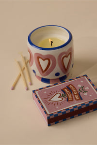 SCENTED CERAMIC CANDLE "HEARTS“ ROSEWOOD AND VANILLA