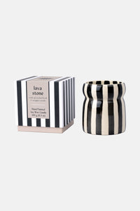 STRIPED CERAMIC CANDLE "LAVA STONE“ BLACK/WHITE
