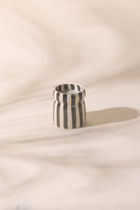 STRIPED CERAMIC CANDLE "LAVA STONE“ BLACK/WHITE