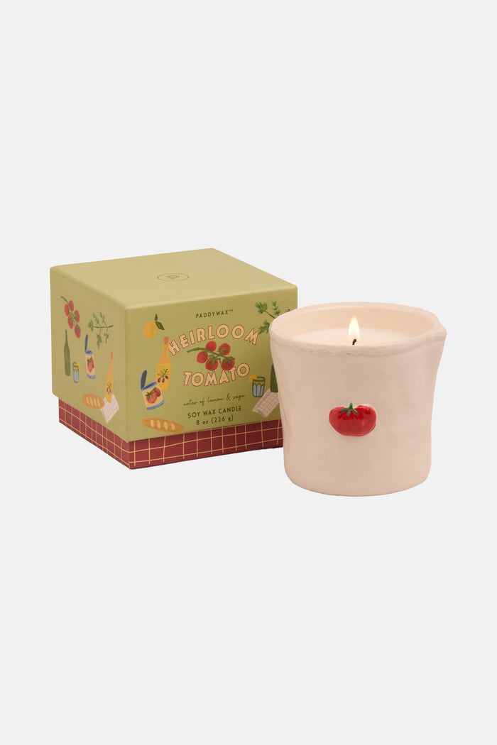 SCENTED CERAMIC CANDLE "TOMATO“ WHITE/RED