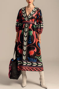 MIDI OVERSIZED COTTON DRESS "NARCISSUS" MULTICOLOR