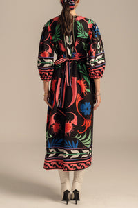 MIDI OVERSIZED COTTON DRESS "NARCISSUS" MULTICOLOR