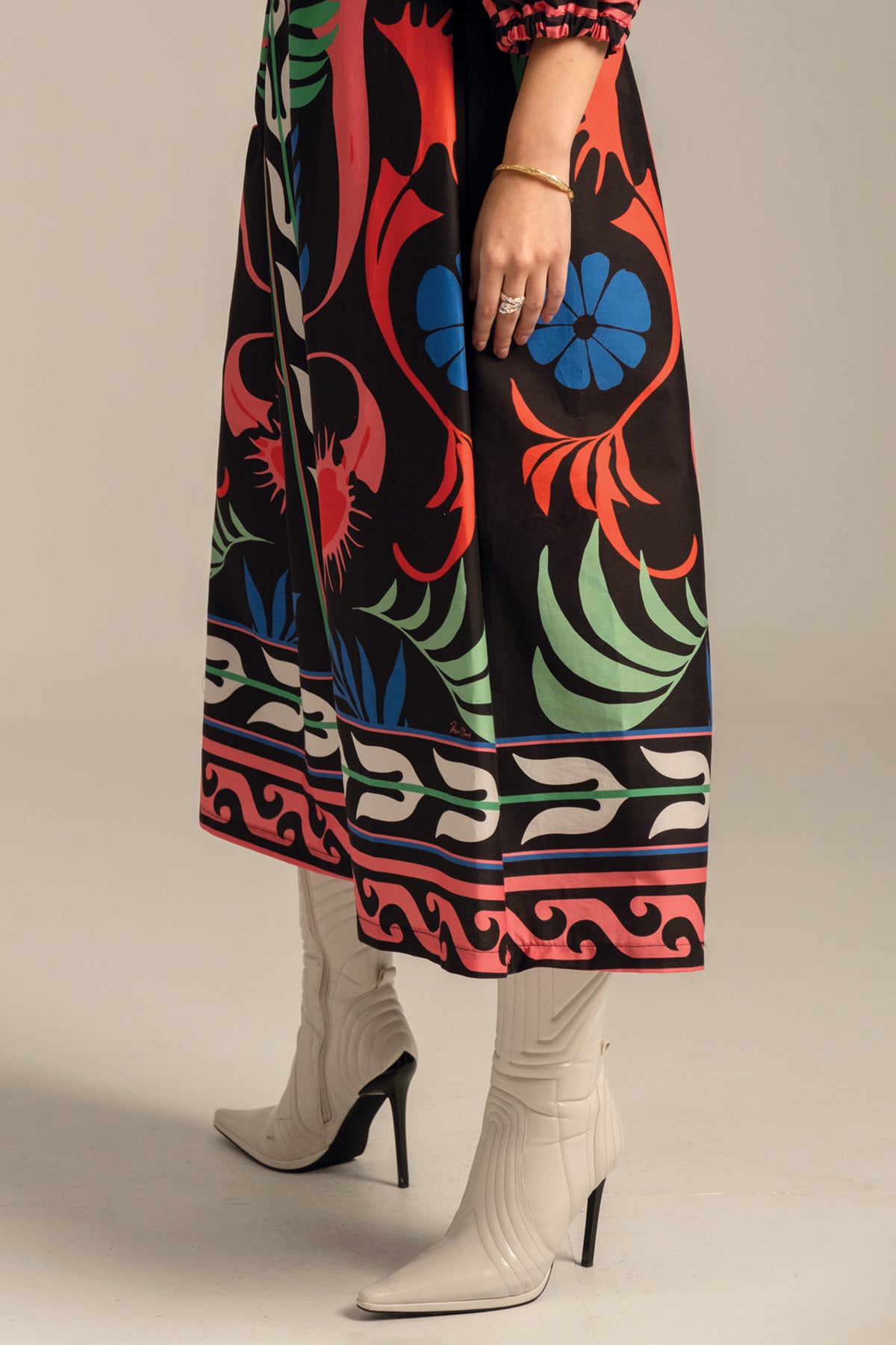 MIDI OVERSIZED COTTON DRESS "NARCISSUS" MULTICOLOR