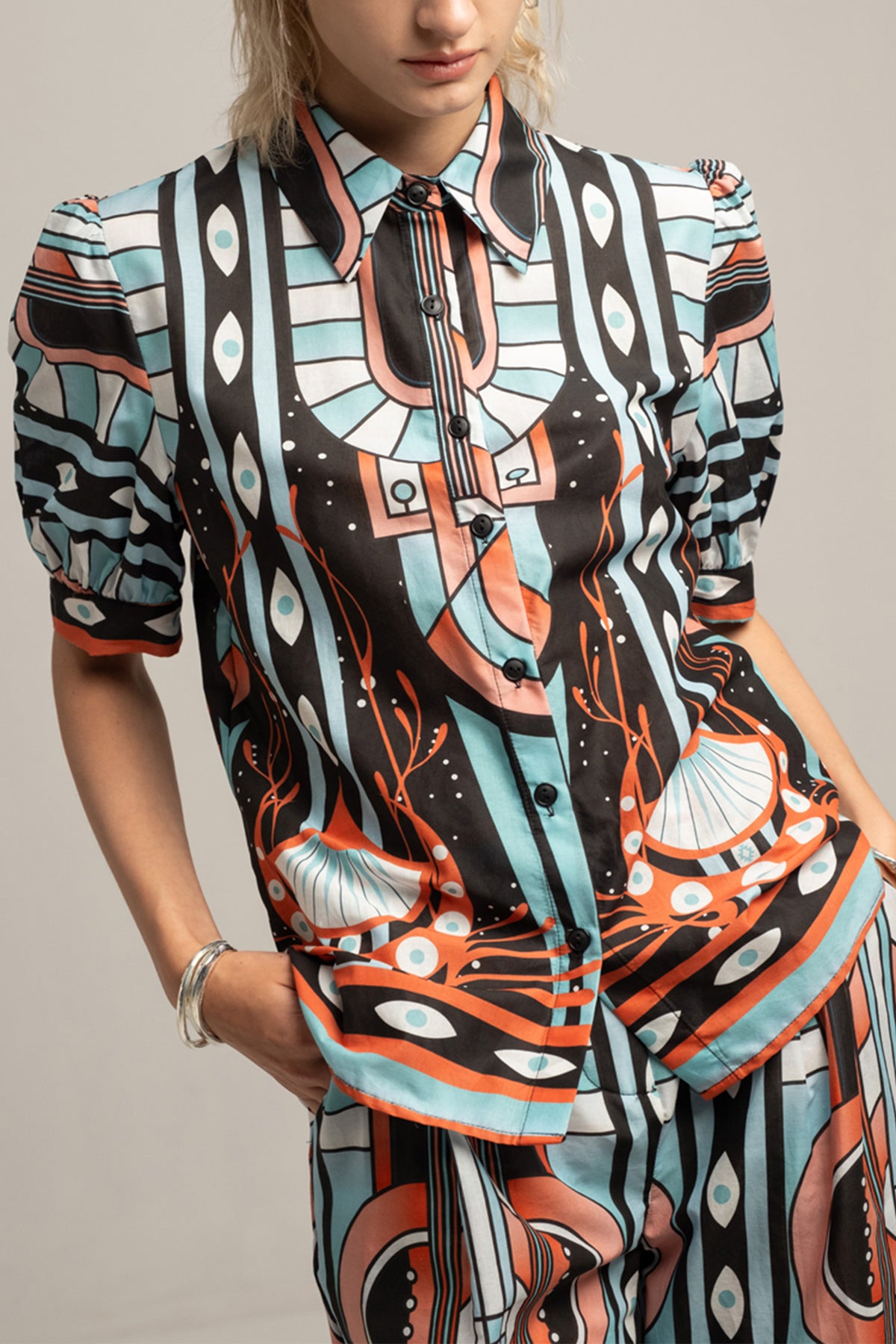 COTTON BLOUSE "SYMMETRY" MULTICOLOR