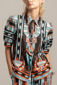 COTTON BLOUSE "SYMMETRY" MULTICOLOR