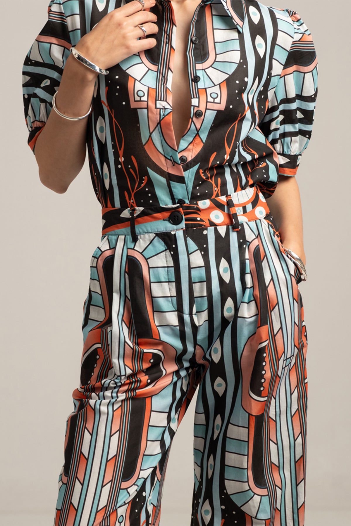 COTTON BLOUSE "SYMMETRY" MULTICOLOR