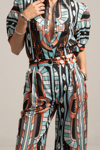 COTTON BLOUSE "SYMMETRY" MULTICOLOR