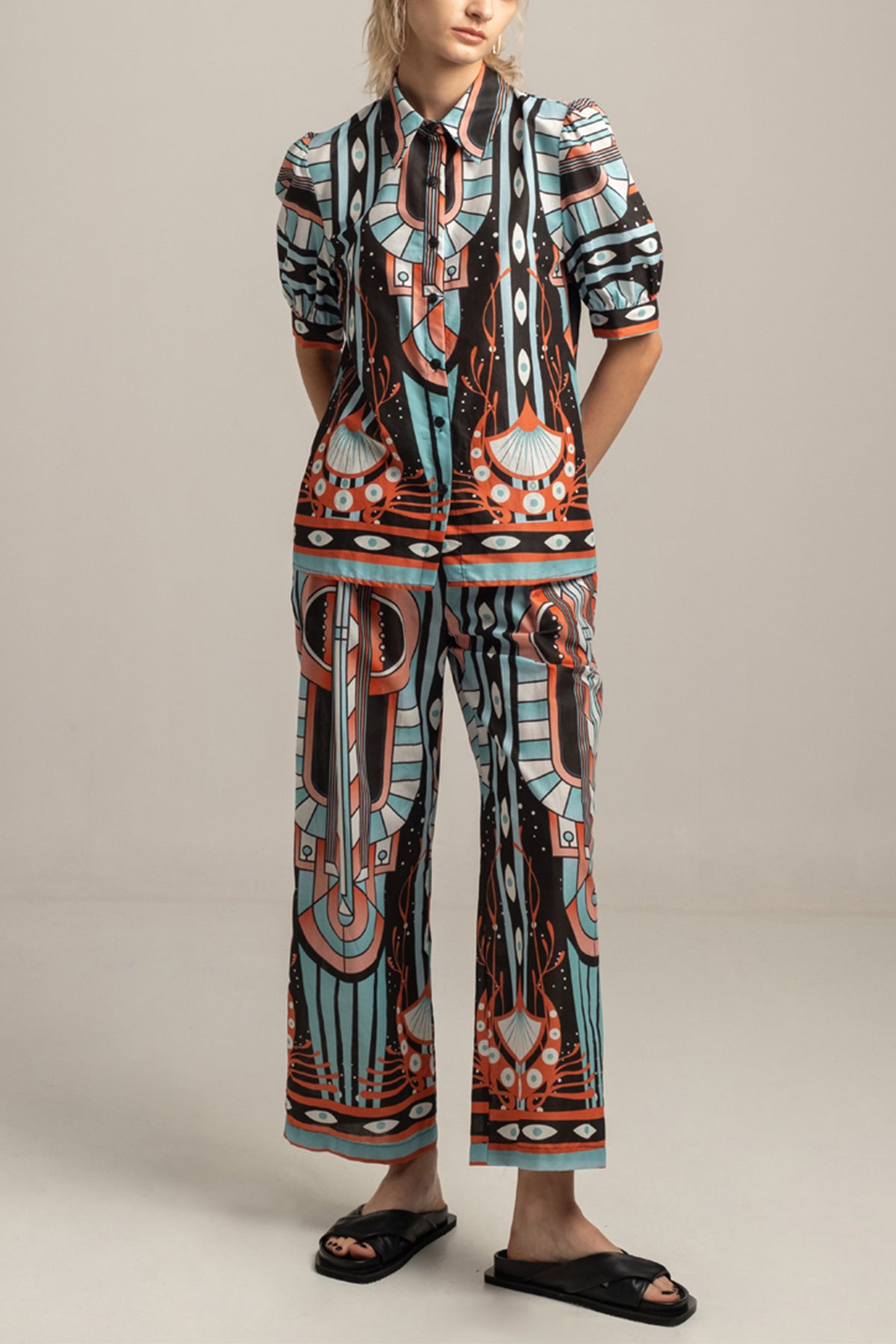 COTTON BLOUSE "SYMMETRY" MULTICOLOR