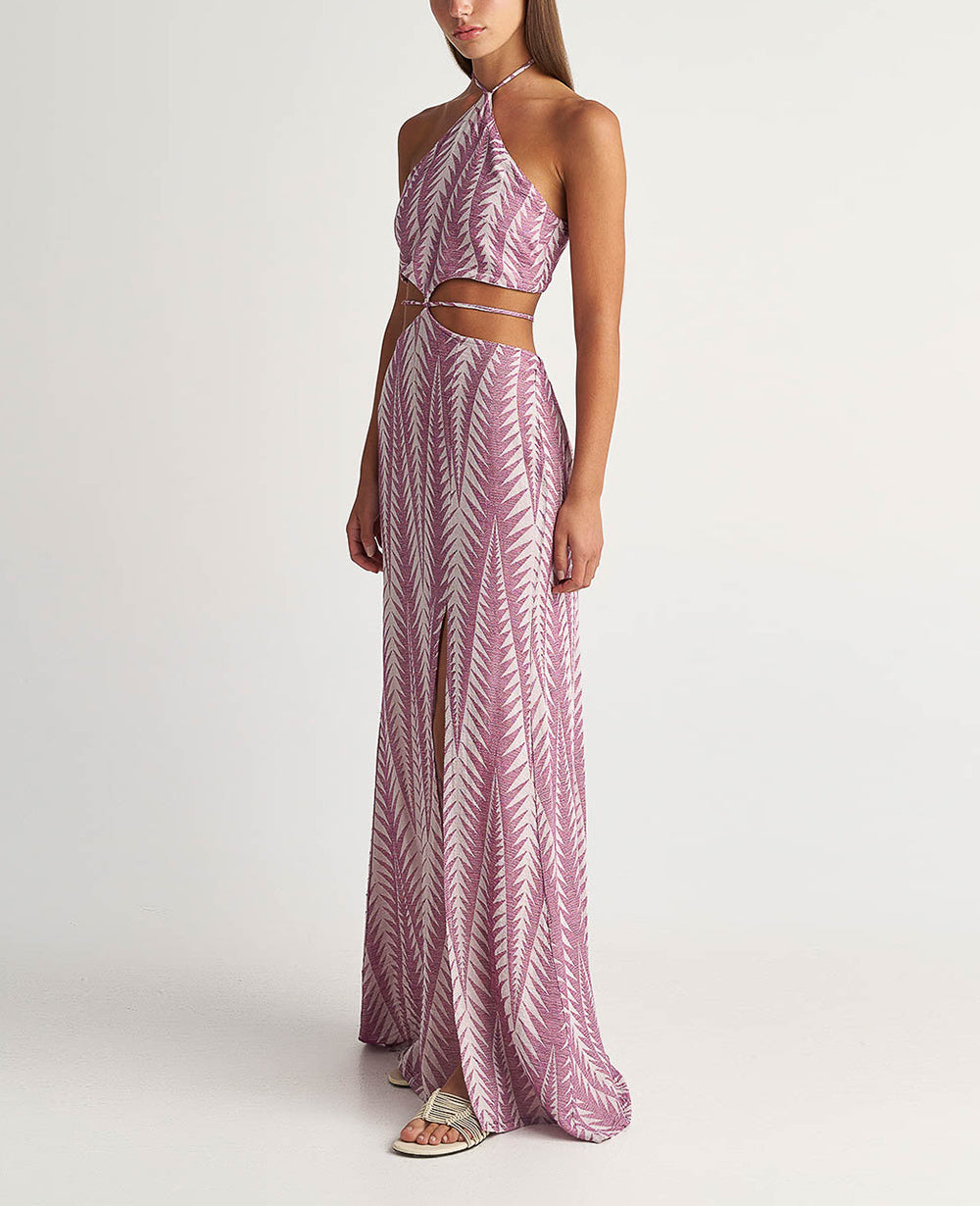 BACKLESS DRESS WITH CUTOUTS "FINIKAS" PURPLE