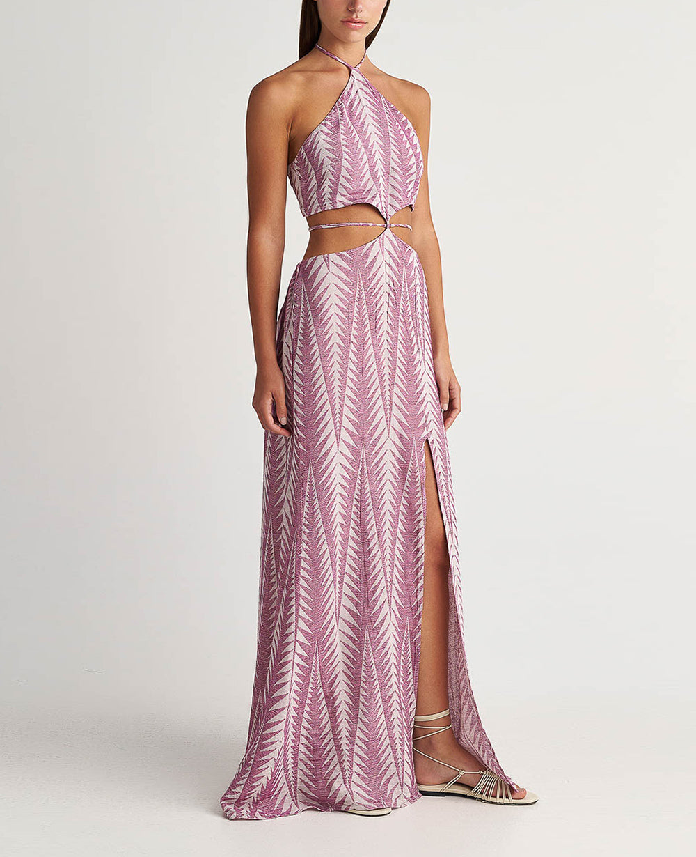 BACKLESS DRESS WITH CUTOUTS "FINIKAS" PURPLE