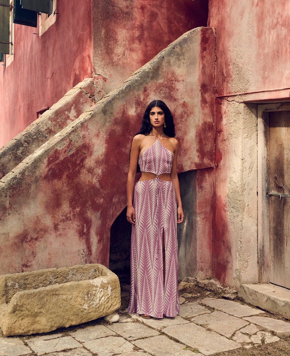 BACKLESS DRESS WITH CUTOUTS "FINIKAS" PURPLE