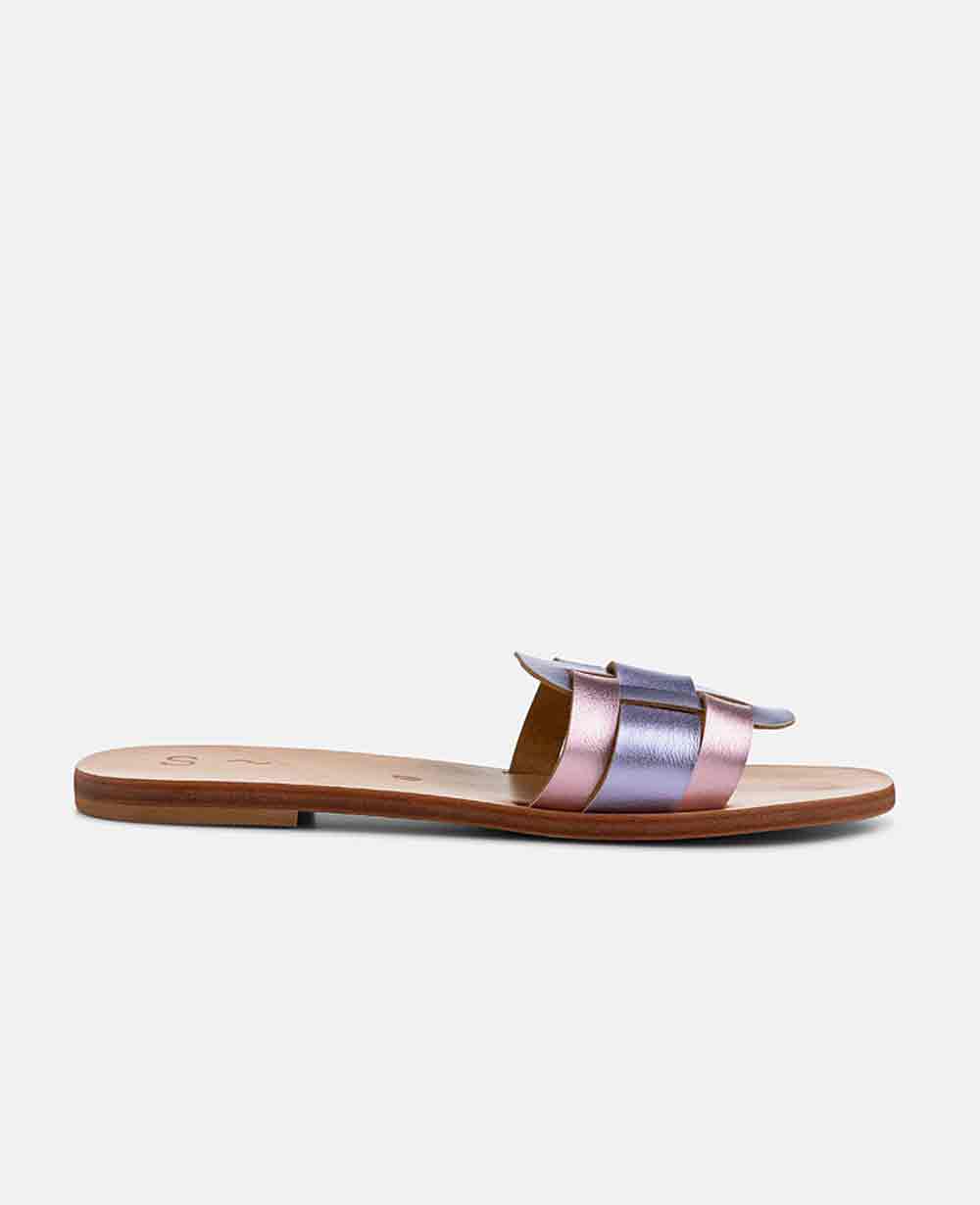 SANDALS "HELIOS" LAVENDER/PINK METALLIC