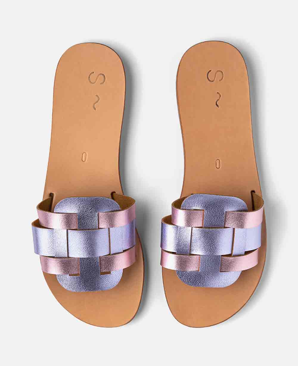 SANDALS "HELIOS" LAVENDER/PINK METALLIC