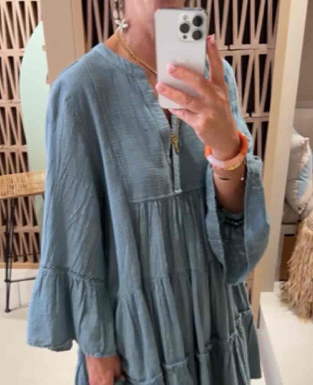 SHORT TUNIC DRESS "MALIA" AZURE