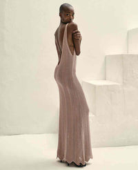 SLEEVELESS KNITTED DRESS "ALIA" ECRU