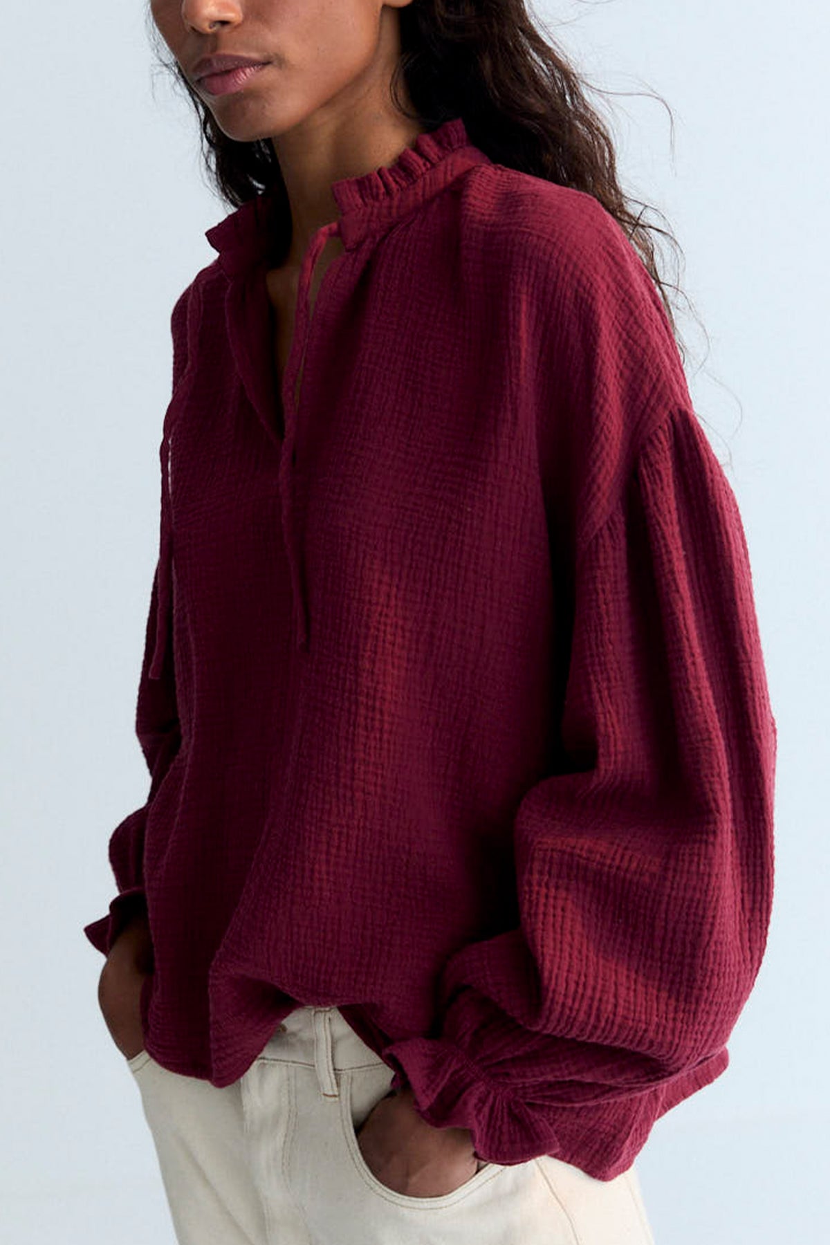 MUSSELINE BLOUSE "OLIVIA" BURGUNDY