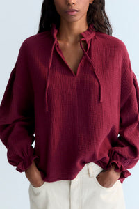 MUSSELINE BLOUSE "OLIVIA" BURGUNDY