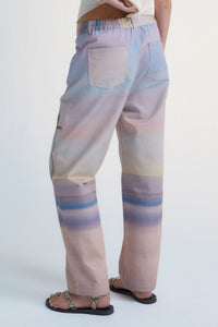 RELAXED DENIM TROUSERS "SUNSET" MULTICOLOR