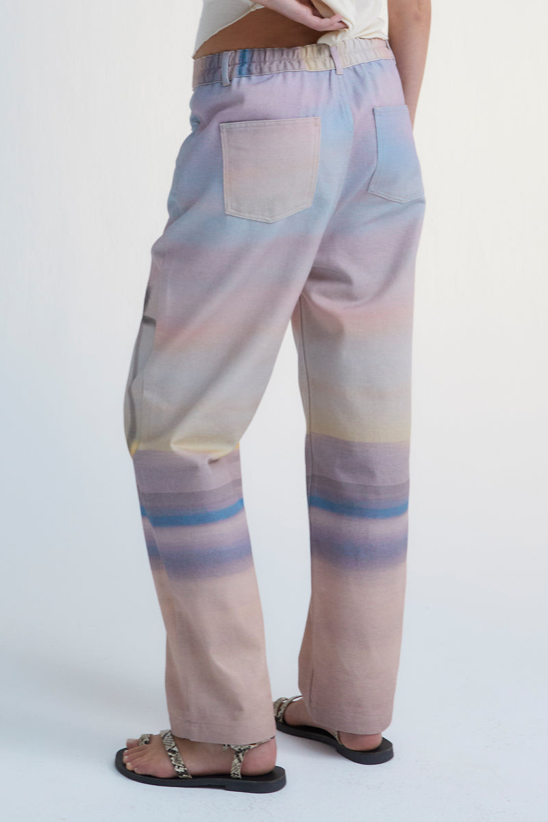 RELAXED DENIM TROUSERS "SUNSET" MULTICOLOR