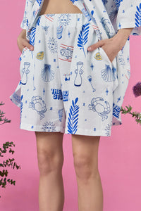 PRINTED SHORTS "ELYSIAN" WHITE/MULTICOLOR