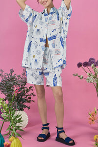 PRINTED SHORTS "ELYSIAN" WHITE/MULTICOLOR