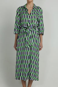 MIDI SHIRT DRESS WITH BELT "GAIA" MULTICOLOR