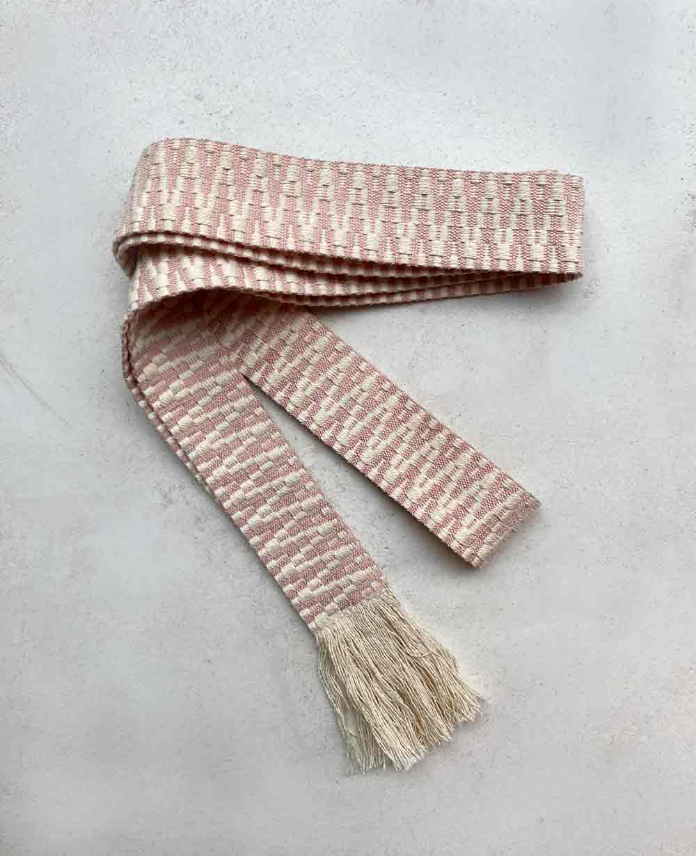 WOVEN BELT "ZIGZAG" - ECRU/ROSÉ