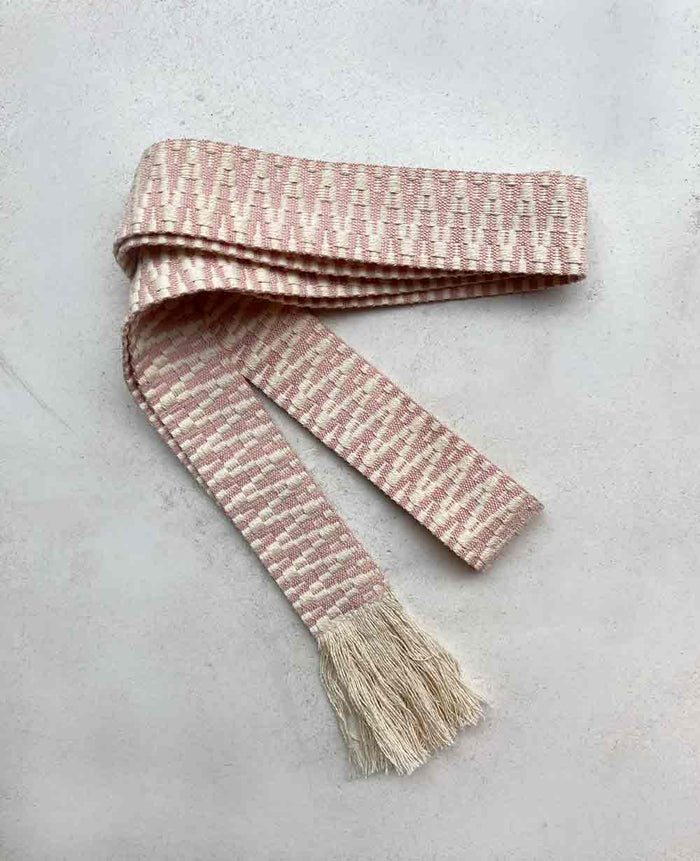 WOVEN BELT "ZIGZAG" - ECRU/ROSÉ
