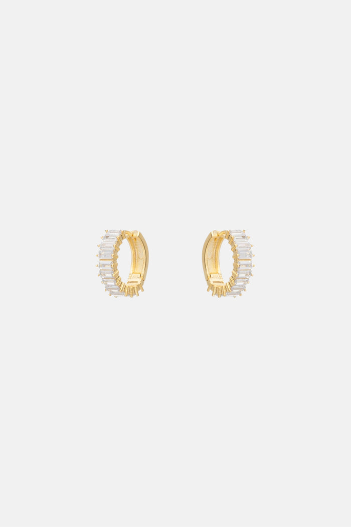 SMALL ZIRCONIA HOOPS "ELLE" GOLD/CRYSTAL