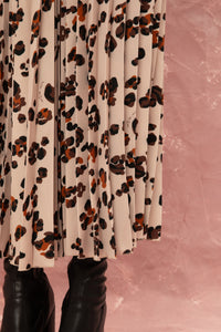 PLEATED MAXI SKIRT "LEOPARD” CREAM/BROWN