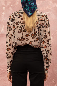 OVERSIZED CHIFFON BLOUSE "LEOPARD” CREAM/BROWN