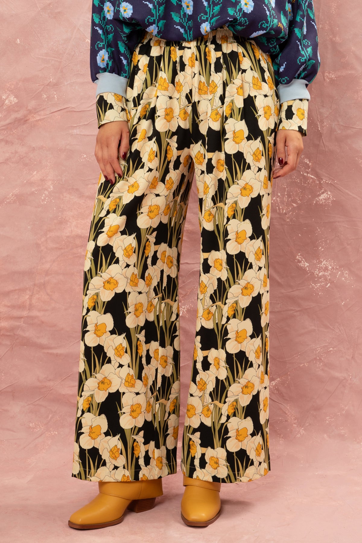 PRINTED WIDE LEG PANTS "NARCISSE” MULTICOLOR