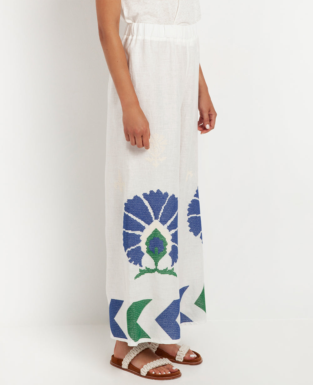 LINEN PANTS "PEACOCK"