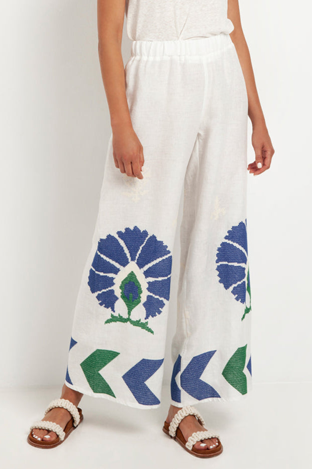 LINEN PANTS "PEACOCK"