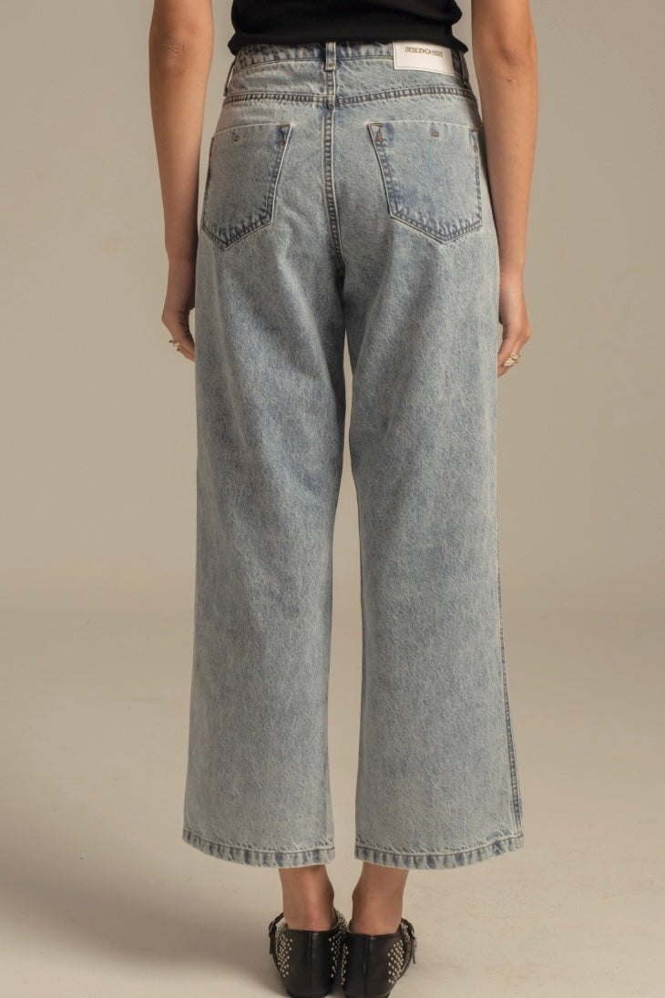 DENIM PANTS WITH SCARF "KARMIC" BLUE