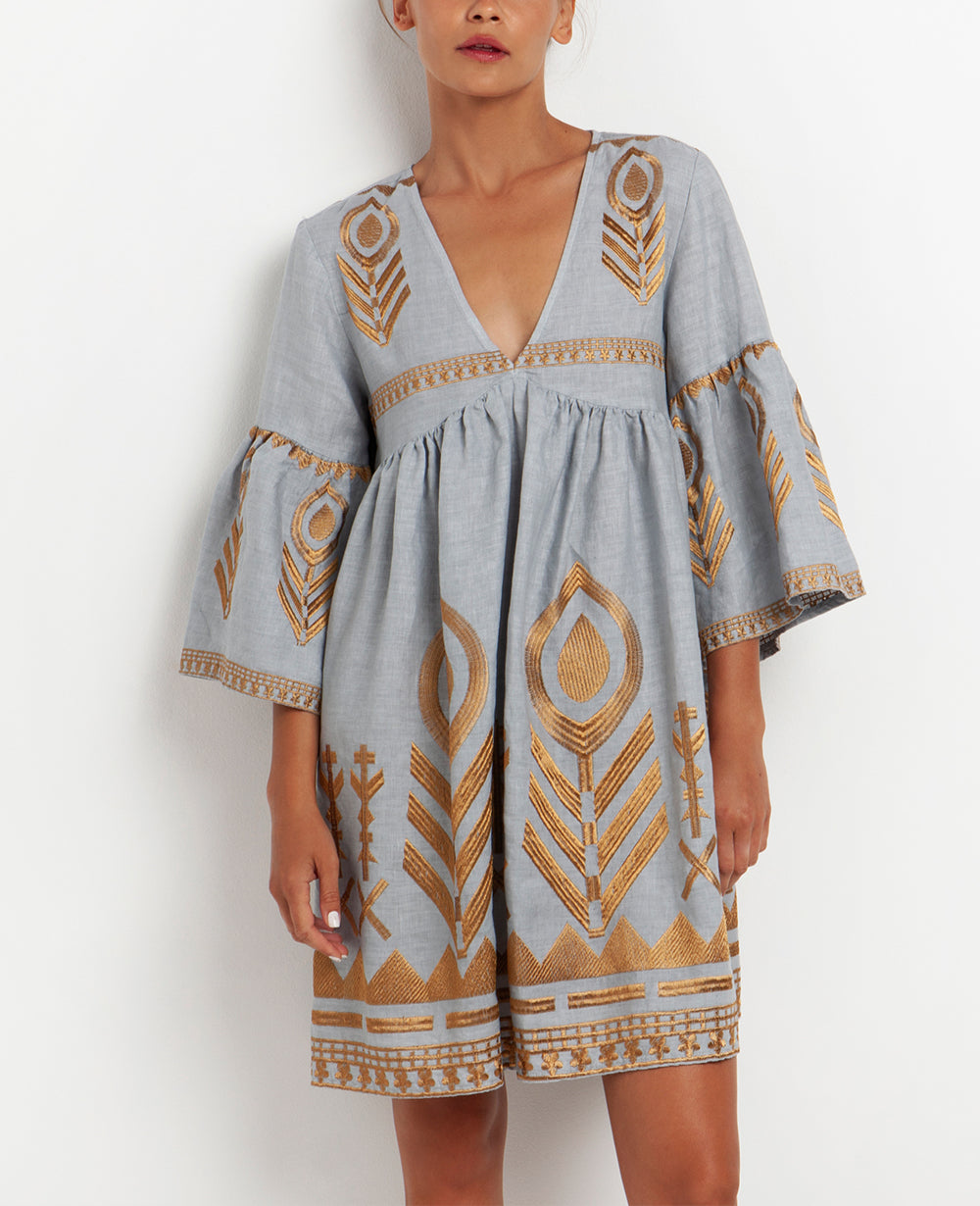 SHORT LINEN DRESS "FEATHER“