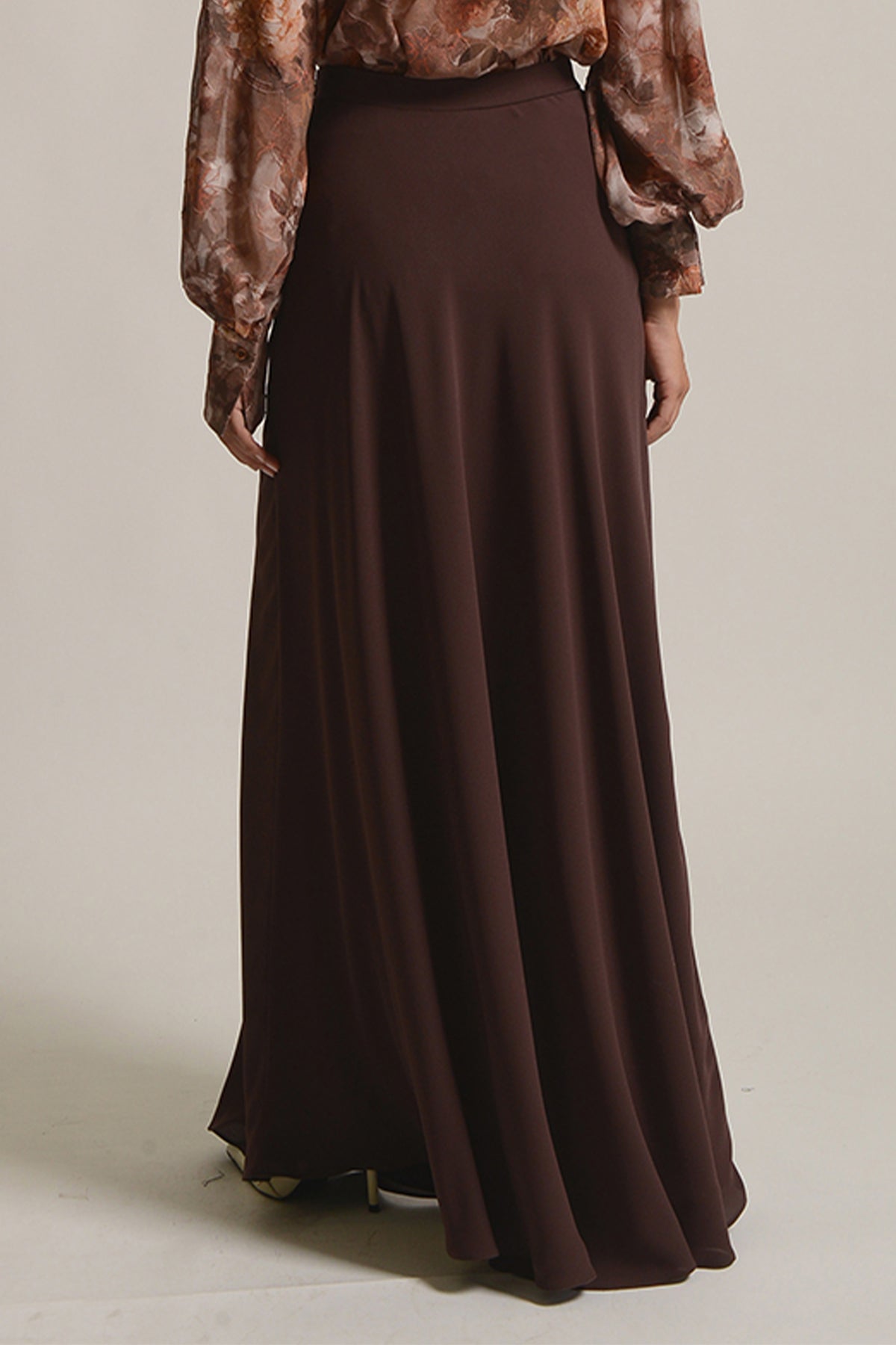 LONG CHIFFON SKIRT "VALENTINA" CHOCOLATE