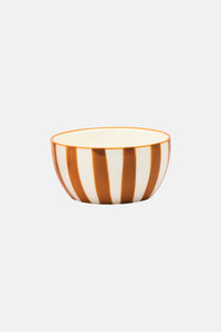 HAND PAINTED CERAMIC BOWL SET "STRIPE“ OCHRE/RUST