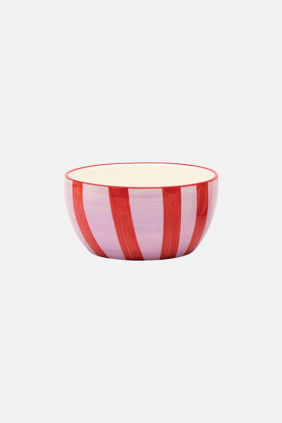 HAND PAINTED CERAMIC BOWL SET "STRIPE“ OCHRE/RUST