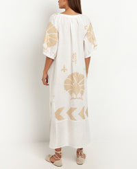 LONG LINEN DRESS "PEACOCK"