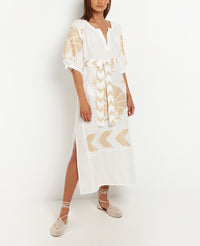 LONG LINEN DRESS "PEACOCK"