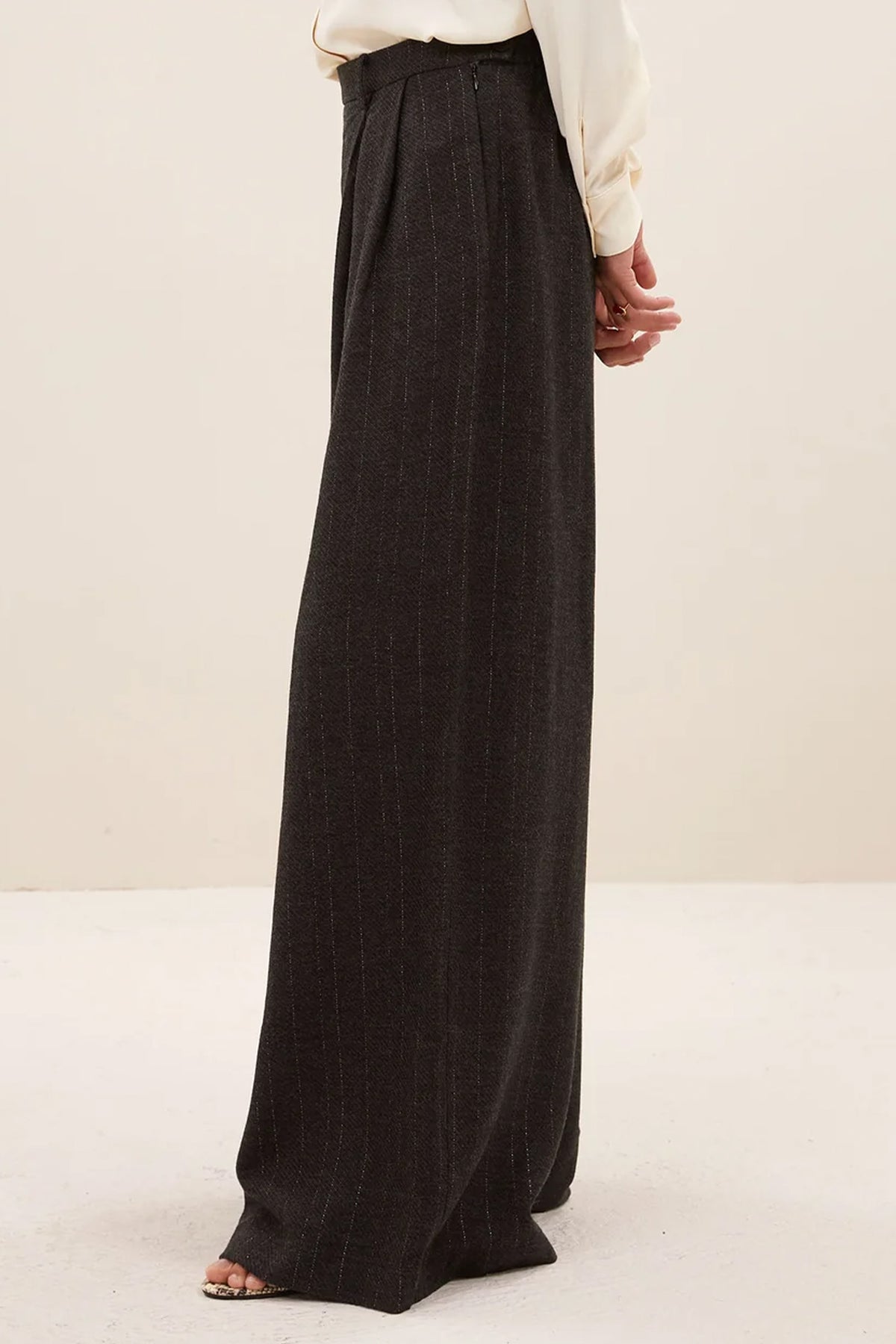 WIDE LEG PANTS LUREX PINSTRIPE