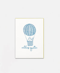 LETTERPRESS CARD "ALLES GUTE" BLUE/YELLOW