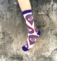 SOCKS "EYE - HEART" BLUE/ORANGE/WHITE