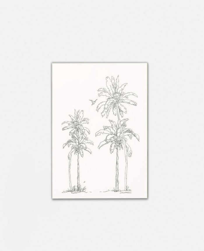 LETTERPRESS CARD "PALMEN" GREY/NEON PINK