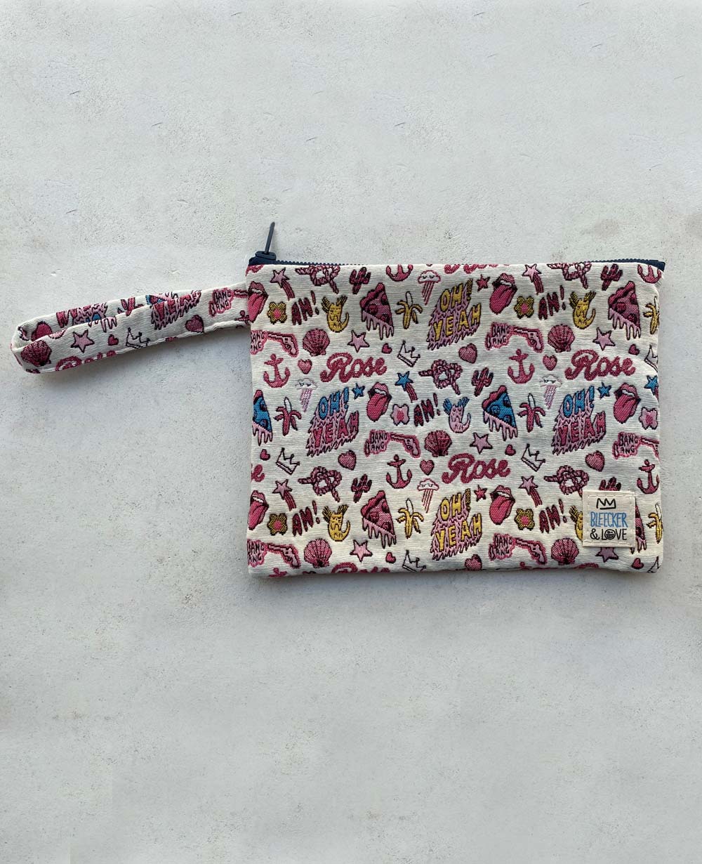 POUCH "TATOO" BEIGE/MULTICOLOR