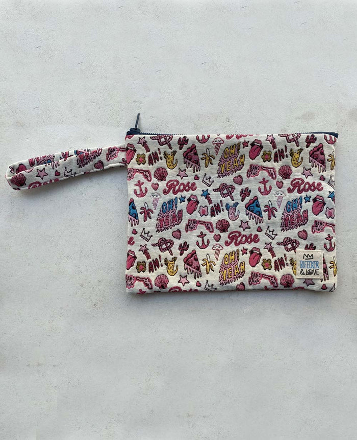 POUCH "TATOO" BEIGE/MULTICOLOR