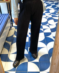 RIBBED KNIT PANTS BLACK
